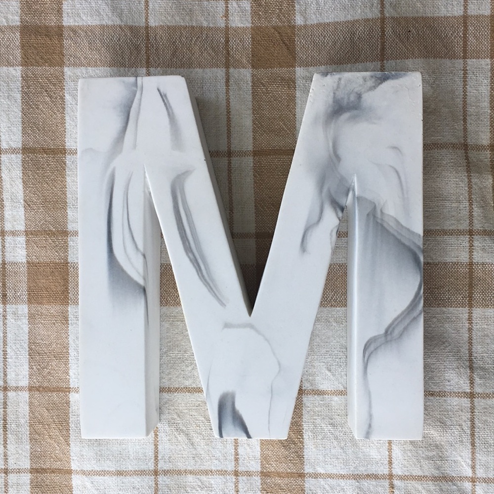 White and Grey Marble “M” Accent Piece